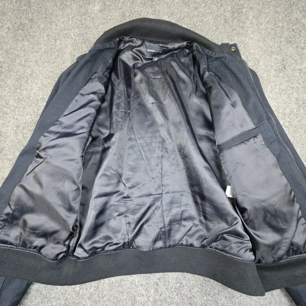 Banana Republic Men's Full‎ Zip Jacket Large L Navy w/ Shoulder Epaulets